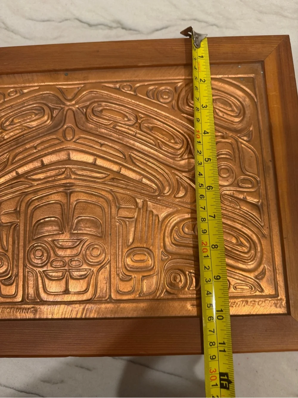 Large 1997 Joseph Paul Illg Copper Relief Art Panel Raven Whale Keepsake Box - Picture 6 of 15